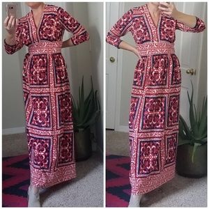 VINTAGE Avalon Classics maxi dress red navy M/L